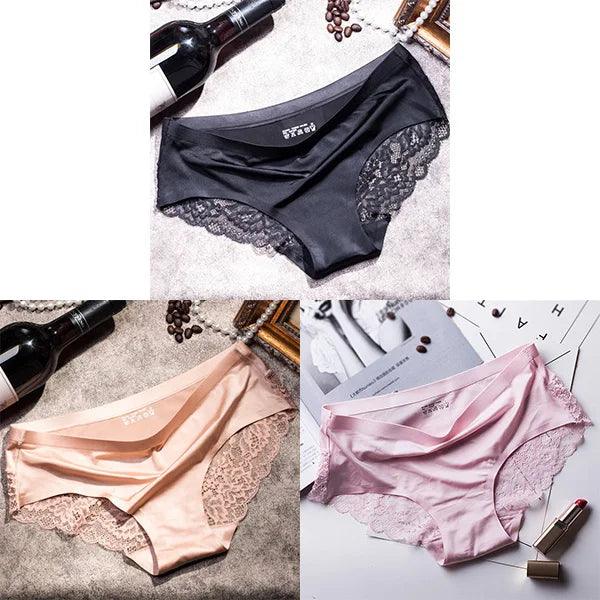 3Pcs Women's Lace Seamless Panties Set - Luxurious Mid-Rise Cotton Spandex Nylon Briefs | Carauana Carauana Store