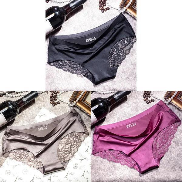 3Pcs Women's Lace Seamless Panties Set - Luxurious Mid-Rise Cotton Spandex Nylon Briefs | Carauana Carauana Store