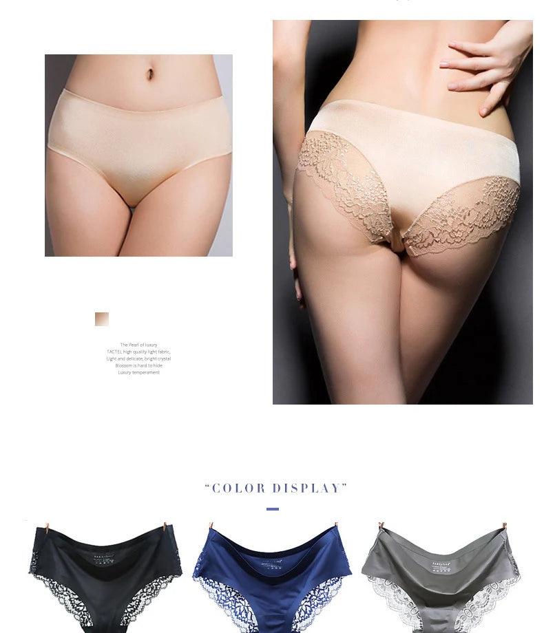 3Pcs Women's Lace Seamless Panties Set - Luxurious Mid-Rise Cotton Spandex Nylon Briefs | Carauana Carauana Store