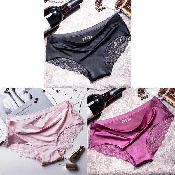 3Pcs Women's Lace Seamless Panties Set - Luxurious Mid-Rise Cotton Spandex Nylon Briefs | Carauana Carauana Store