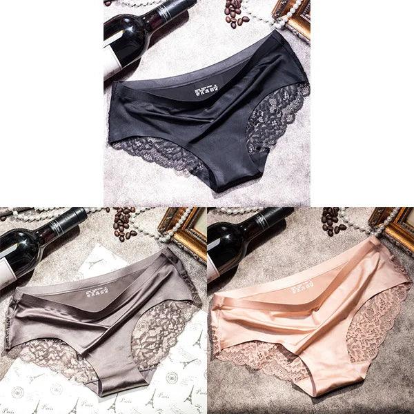 3Pcs Women's Lace Seamless Panties Set - Luxurious Mid-Rise Cotton Spandex Nylon Briefs | Carauana Carauana Store