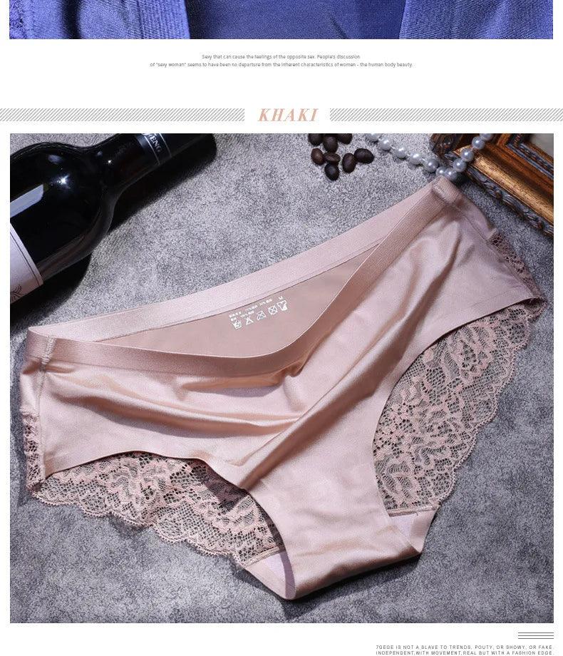 3Pcs Women's Lace Seamless Panties Set - Luxurious Mid-Rise Cotton Spandex Nylon Briefs | Carauana Carauana Store