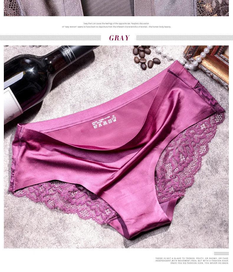 3Pcs Women's Lace Seamless Panties Set - Luxurious Mid-Rise Cotton Spandex Nylon Briefs | Carauana Carauana Store