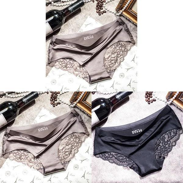 3Pcs Women's Lace Seamless Panties Set - Luxurious Mid-Rise Cotton Spandex Nylon Briefs | Carauana Carauana Store