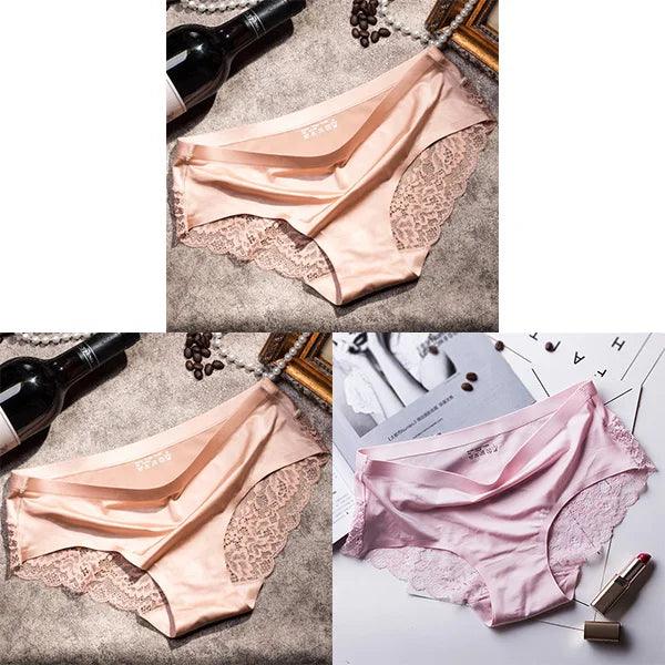 3Pcs Women's Lace Seamless Panties Set - Luxurious Mid-Rise Cotton Spandex Nylon Briefs | Carauana Carauana Store