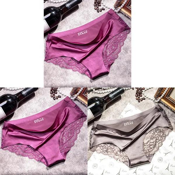 3Pcs Women's Lace Seamless Panties Set - Luxurious Mid-Rise Cotton Spandex Nylon Briefs | Carauana Carauana Store