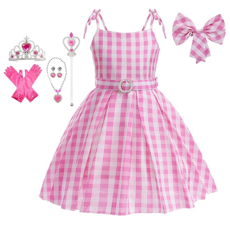 Movie Barbie Cosplay Girls Dress Long Style Lattice Sling Princess Dress For 3-10Years Kids Carauana Store