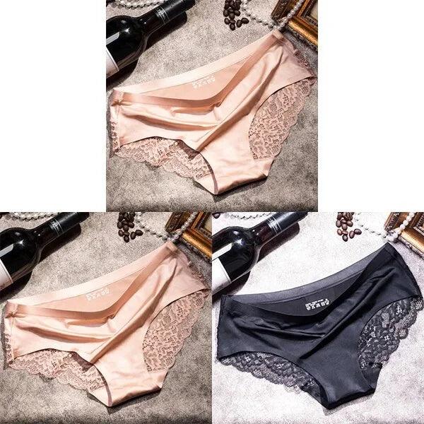 3Pcs Women's Lace Seamless Panties Set - Luxurious Mid-Rise Cotton Spandex Nylon Briefs | Carauana Carauana Store