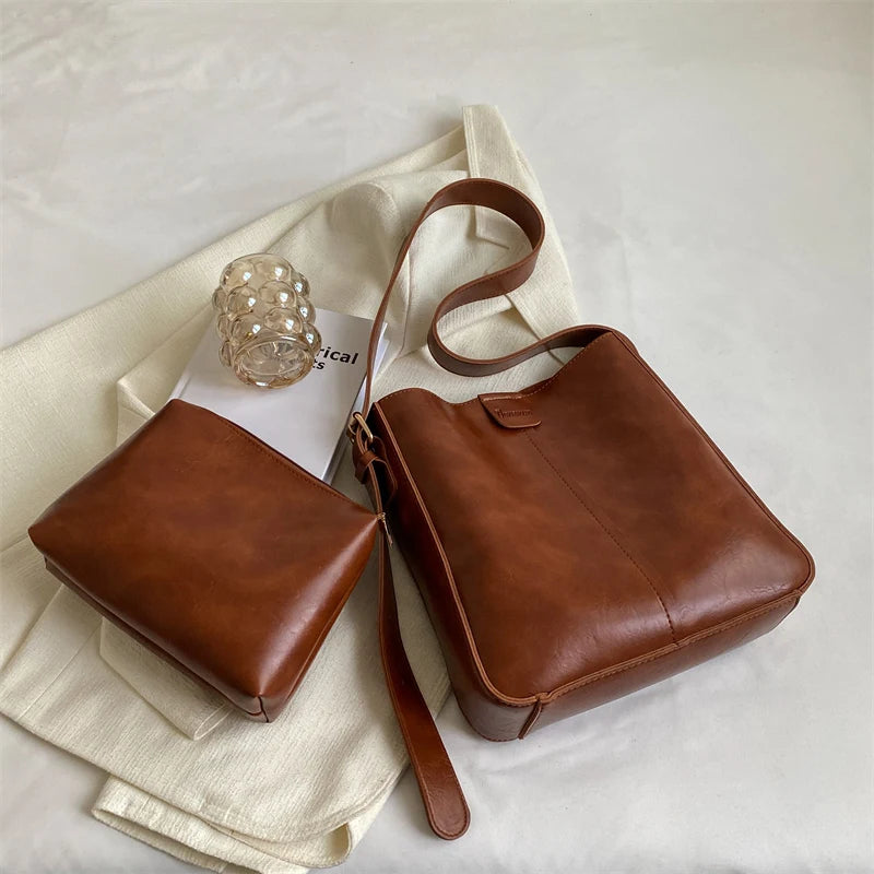 MOODS Retro Shoulder Tote Bag Set For Women