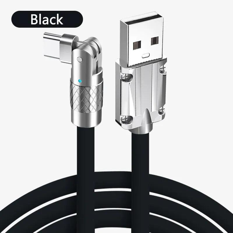 Type C Data Line 120w Fast Charging 6A 180 Rotating Ultra Fast Charging Line For Huawei Samsung Millet Bold Lengthened Silicone Carauana Store