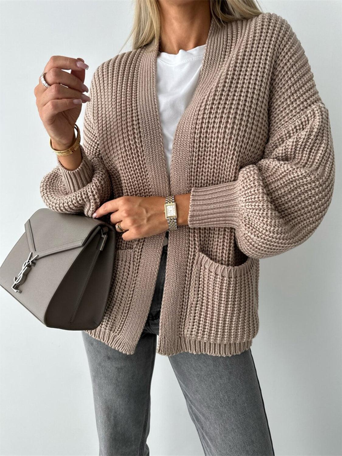 Open Front Dropped Shoulder Cardigan Carauana Store
