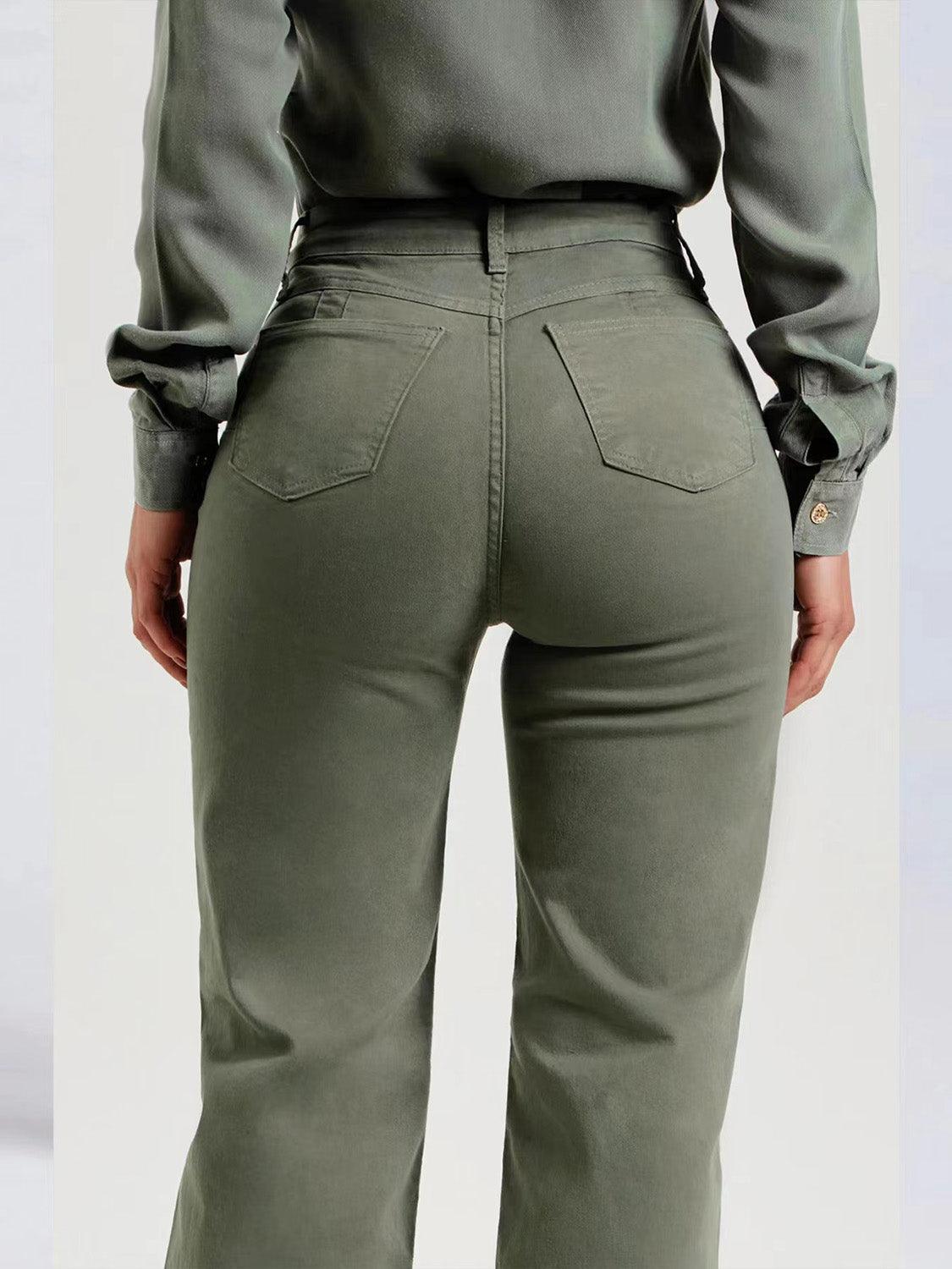 Buttoned Raw Hem Jeans with Pockets Carauana Store
