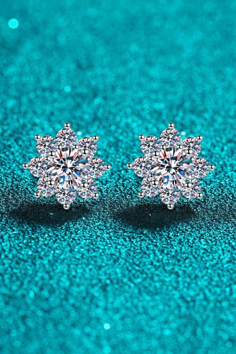 1 Carat Moissanite 925 Sterling Silver Flower Earrings Carauana Store