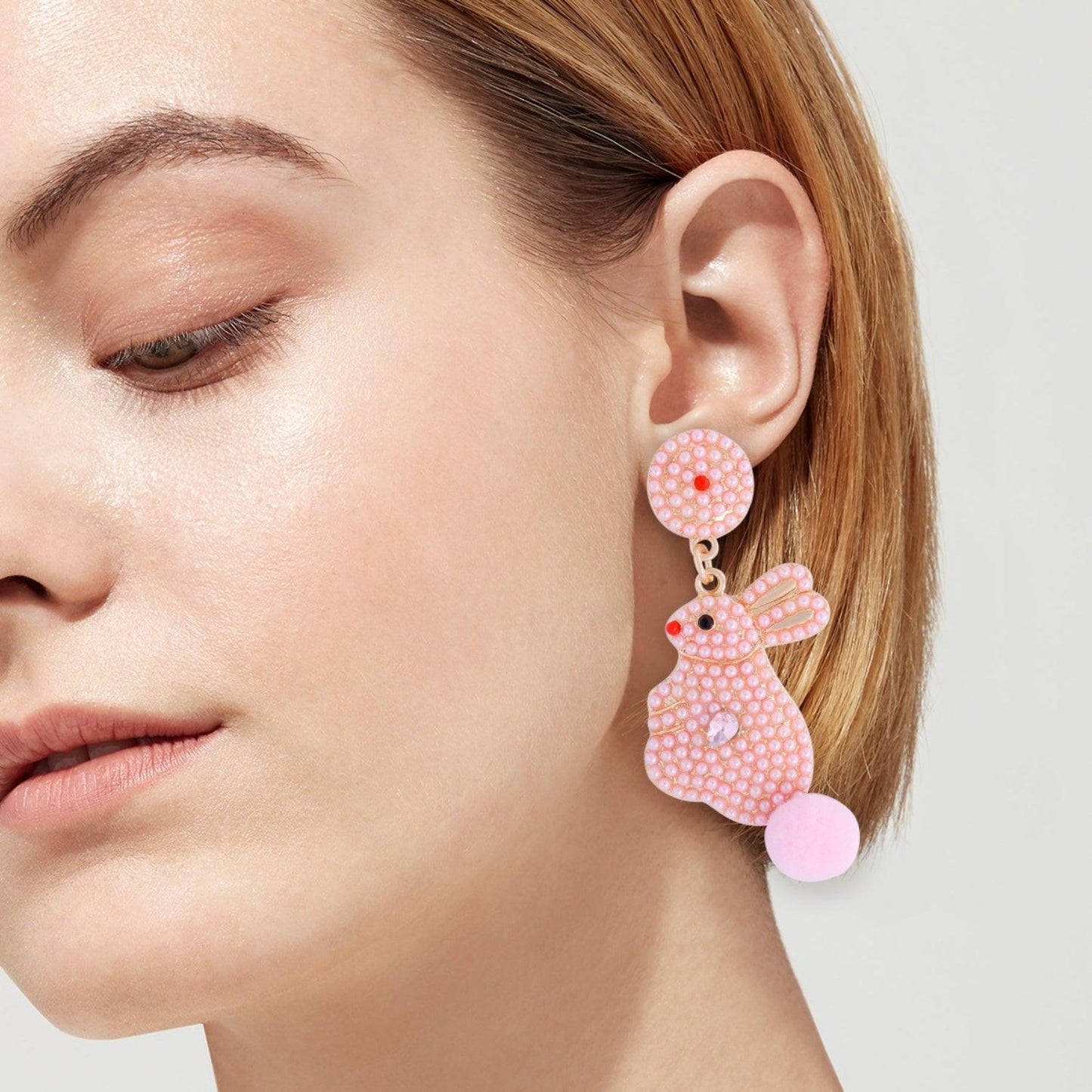 Synthetic Pearl Alloy Rabbit Dangle Earrings Carauana Store