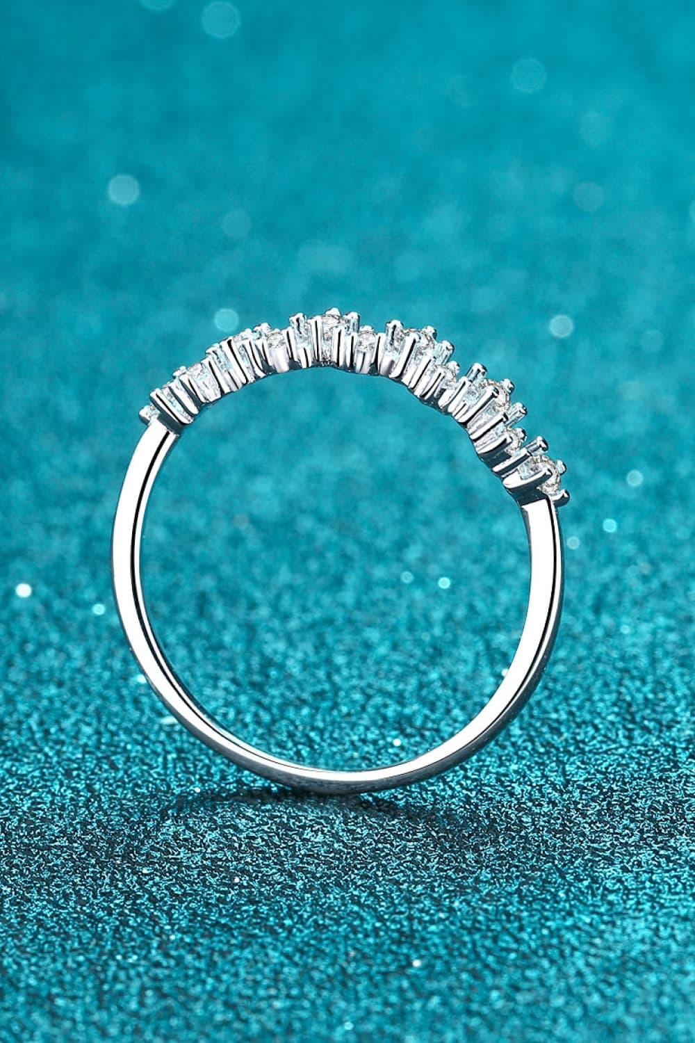 Moissanite Rhodium-Plated Half-Eternity Ring Carauana Store