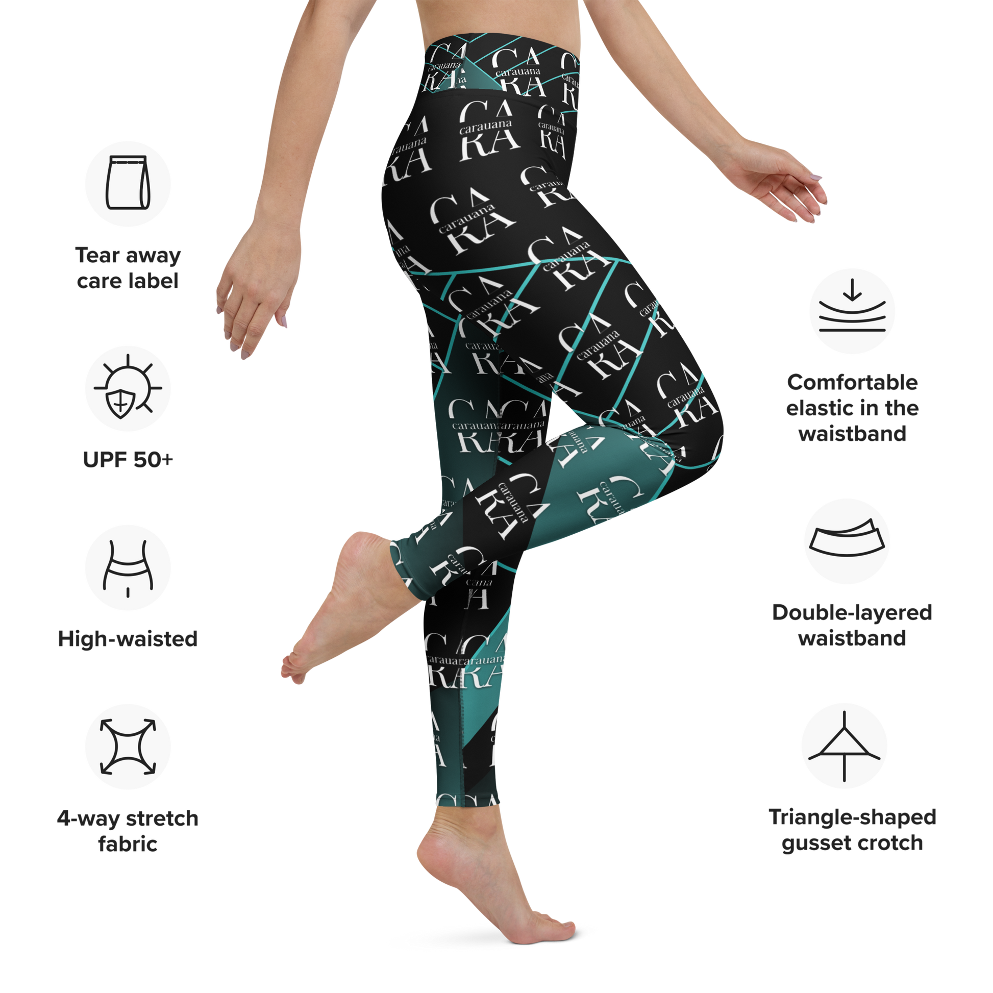CaRaUaNa Leggings SPORT black Green Famous Carauana Store