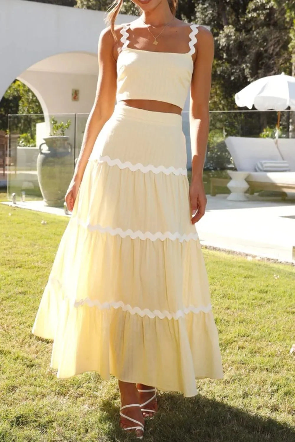 Contrast Trim Cami and Maxi Skirt Set Carauana Store
