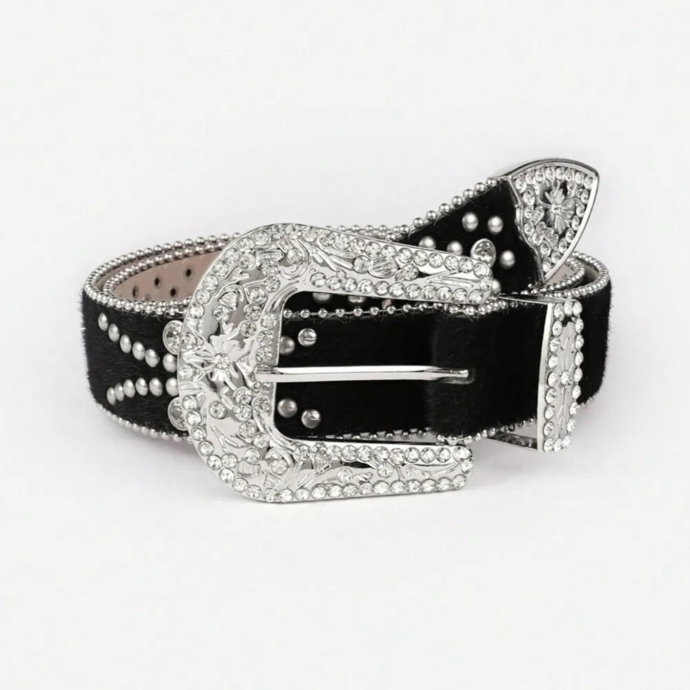 PU Leather Inlaid Rhinestone Belt Carauana Store