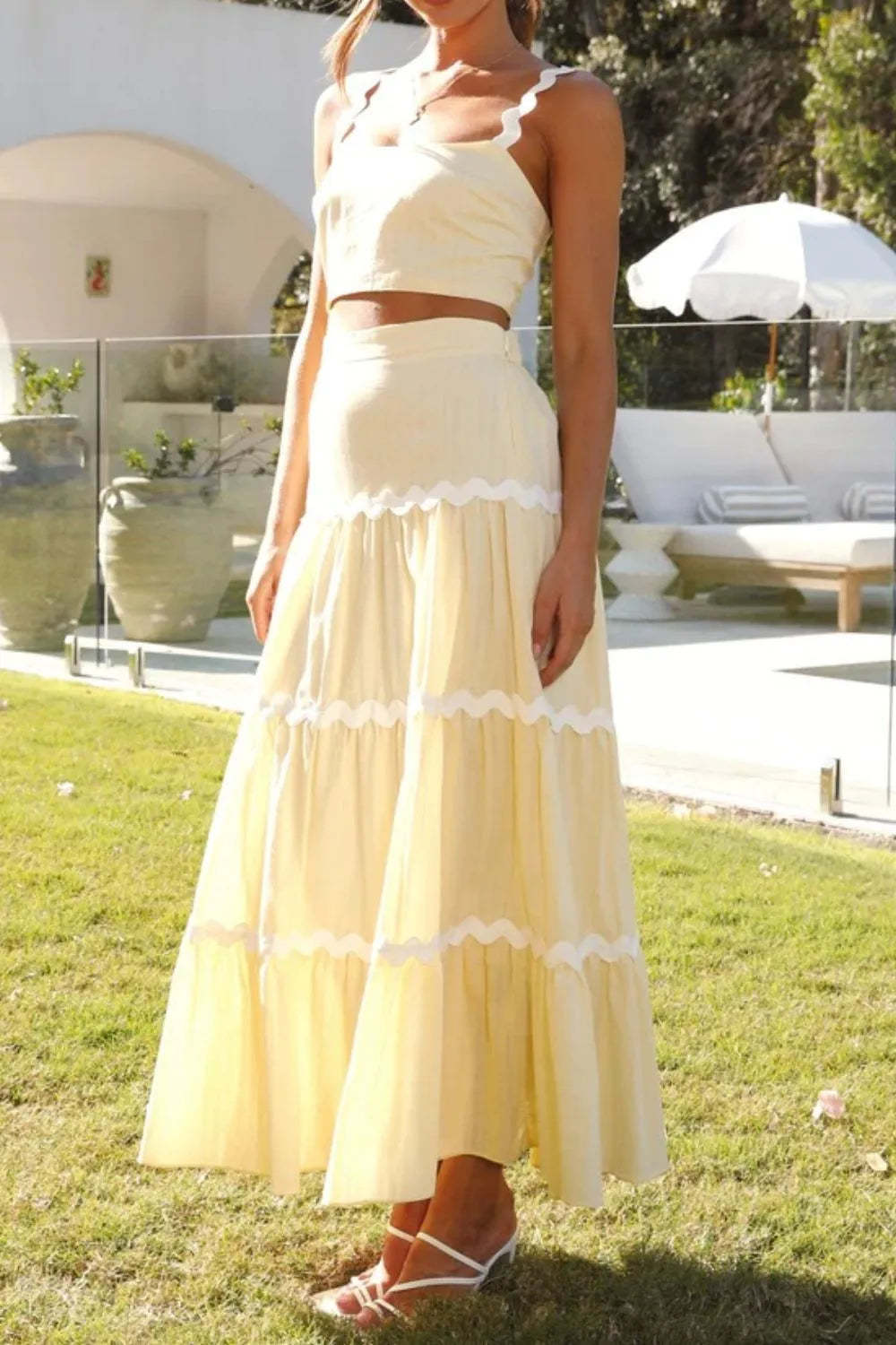Contrast Trim Cami and Maxi Skirt Set Carauana Store