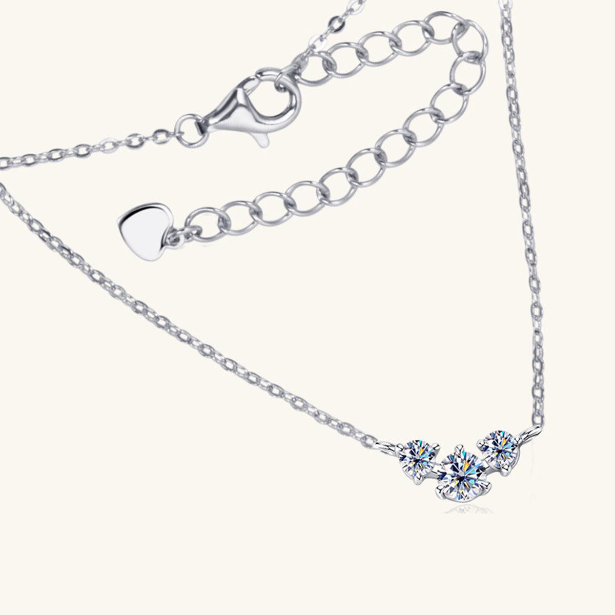925 Sterling Silver Inlaid Moissanite Necklace Carauana Store
