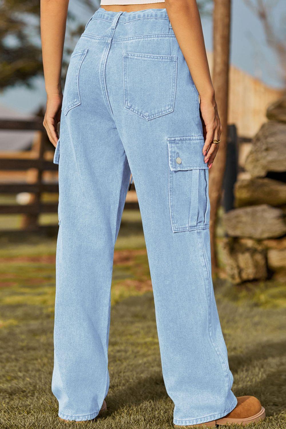 Loose Fit Drawstring Jeans with Pocket Carauana Store