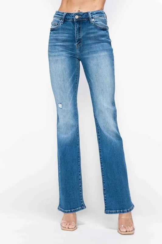 bytos Full Size Distressed High Rise Jeans with Pockets Carauana Store