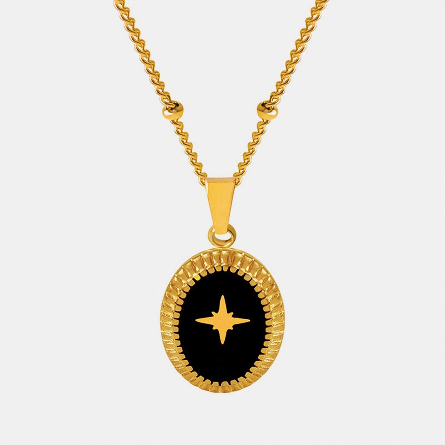 Gold-Plated Titanium Steel Oval Shape Pendant Necklace Carauana Store