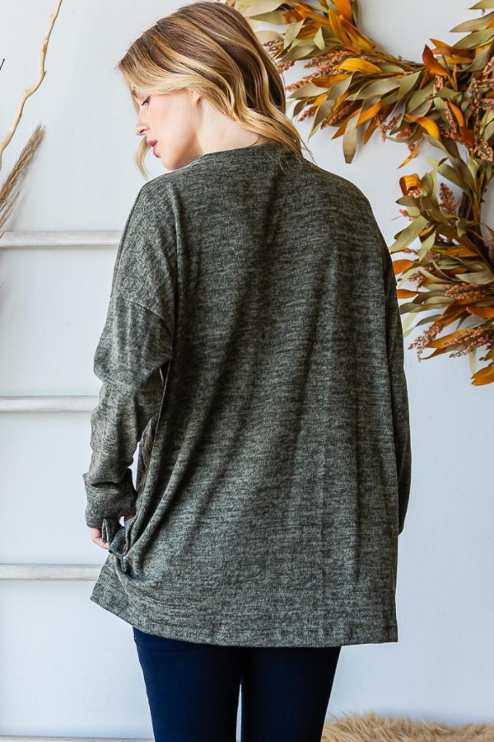 Reborn J Button Side Round Neck Long Sleeve T-Shirt Carauana Store