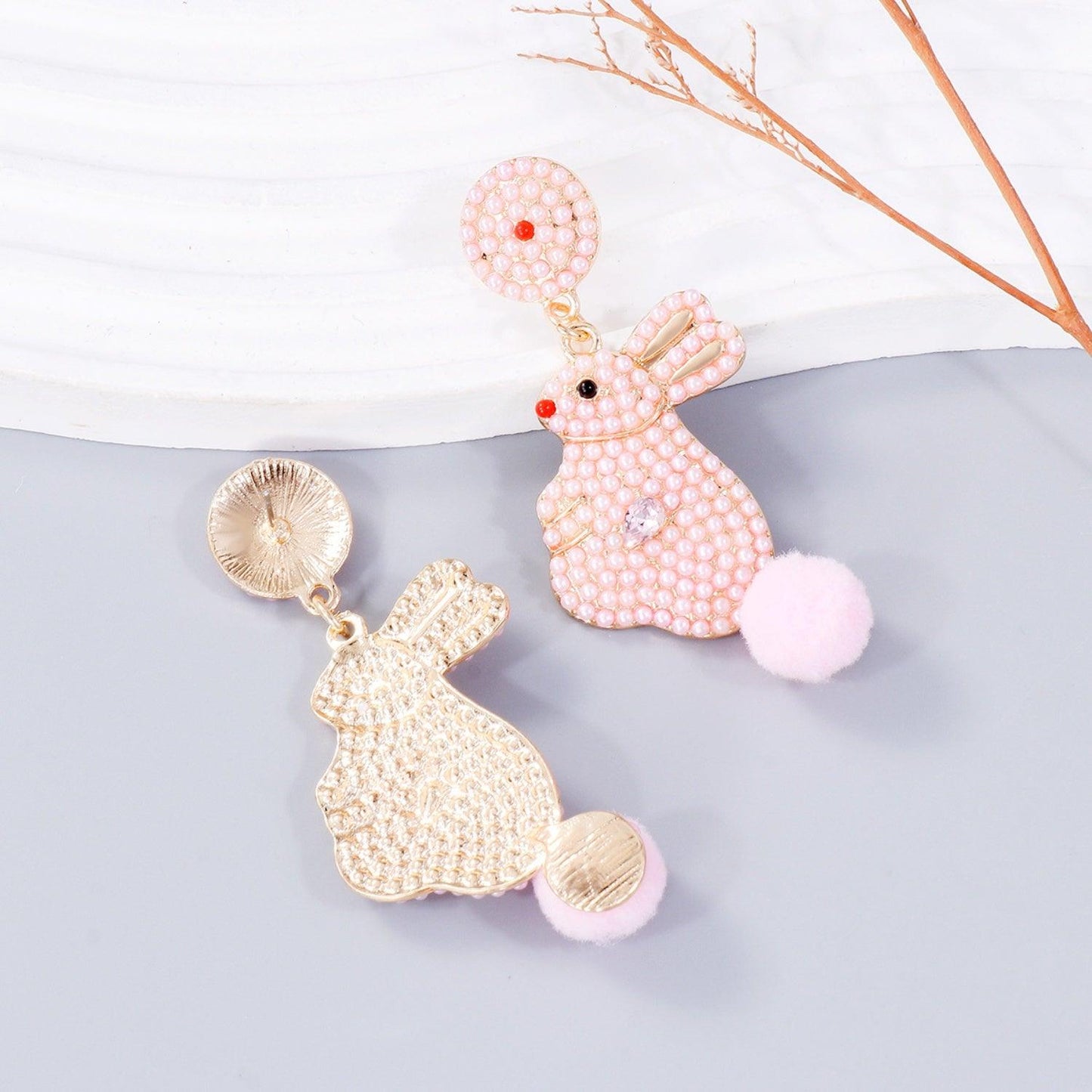 Synthetic Pearl Alloy Rabbit Dangle Earrings Carauana Store
