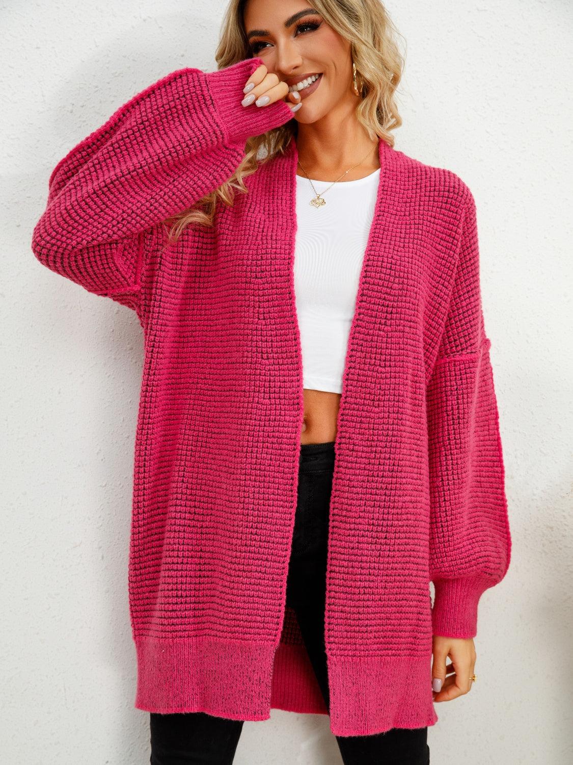 Open Front Dropped Shoulder Cardigan Carauana Store