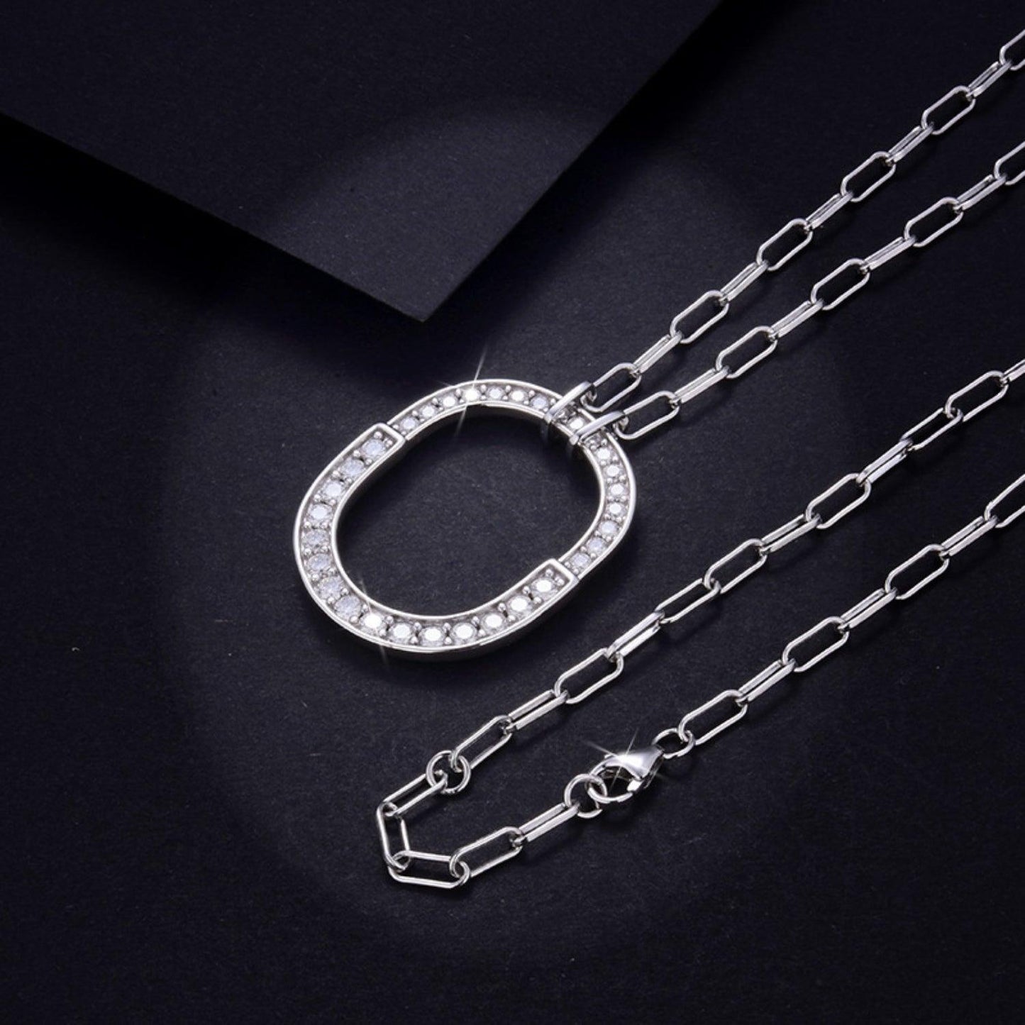 925 Sterling Silver Inlaid Moissanite Pendant Necklace Carauana Store