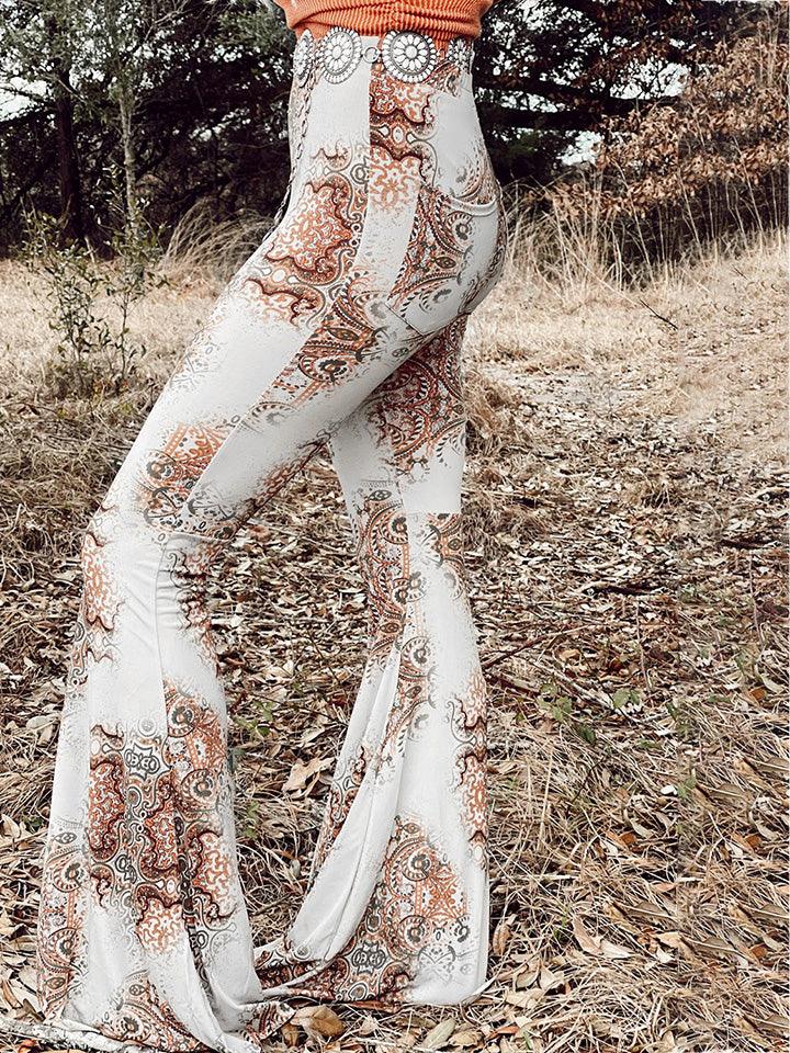 Printed Bodyline Flare Pants Carauana Store