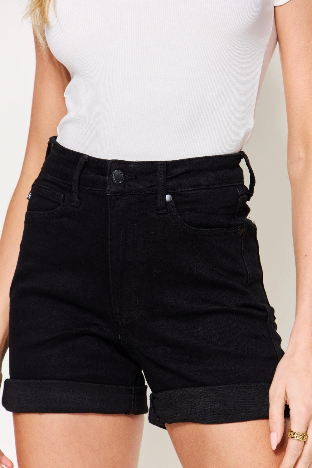 Judy Blue Full Size High Waist Tummy Control Cuffed Denim Shorts Carauana Store