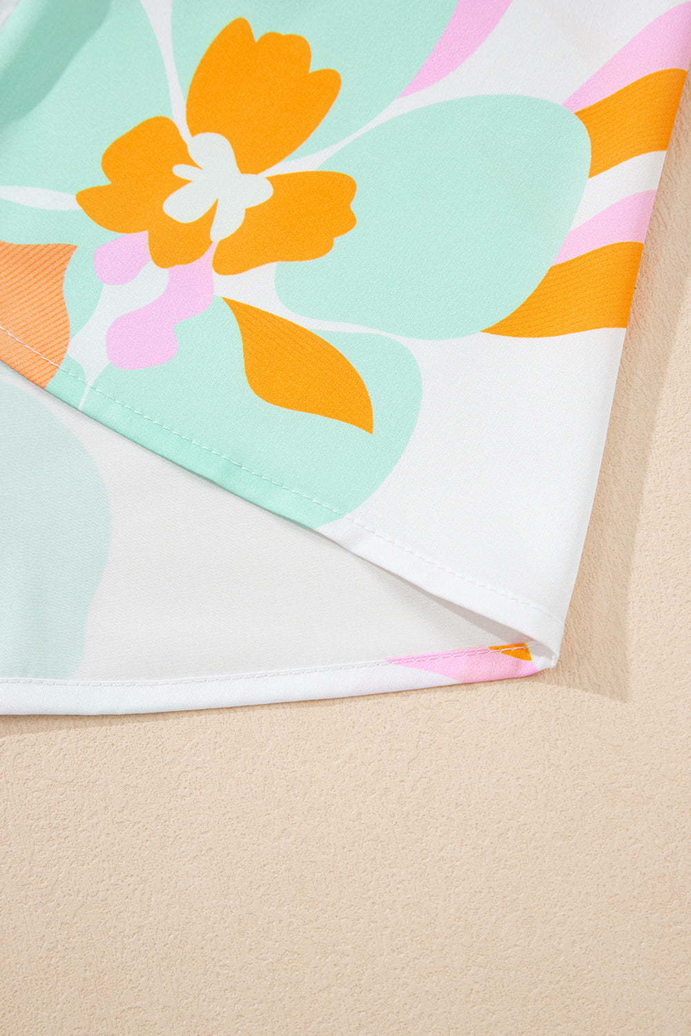 Green Floral Print Loose Fit V Neck Half Sleeve Blouse