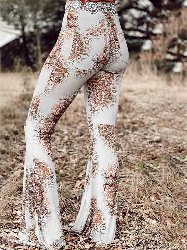 Printed Bodyline Flare Pants Carauana Store