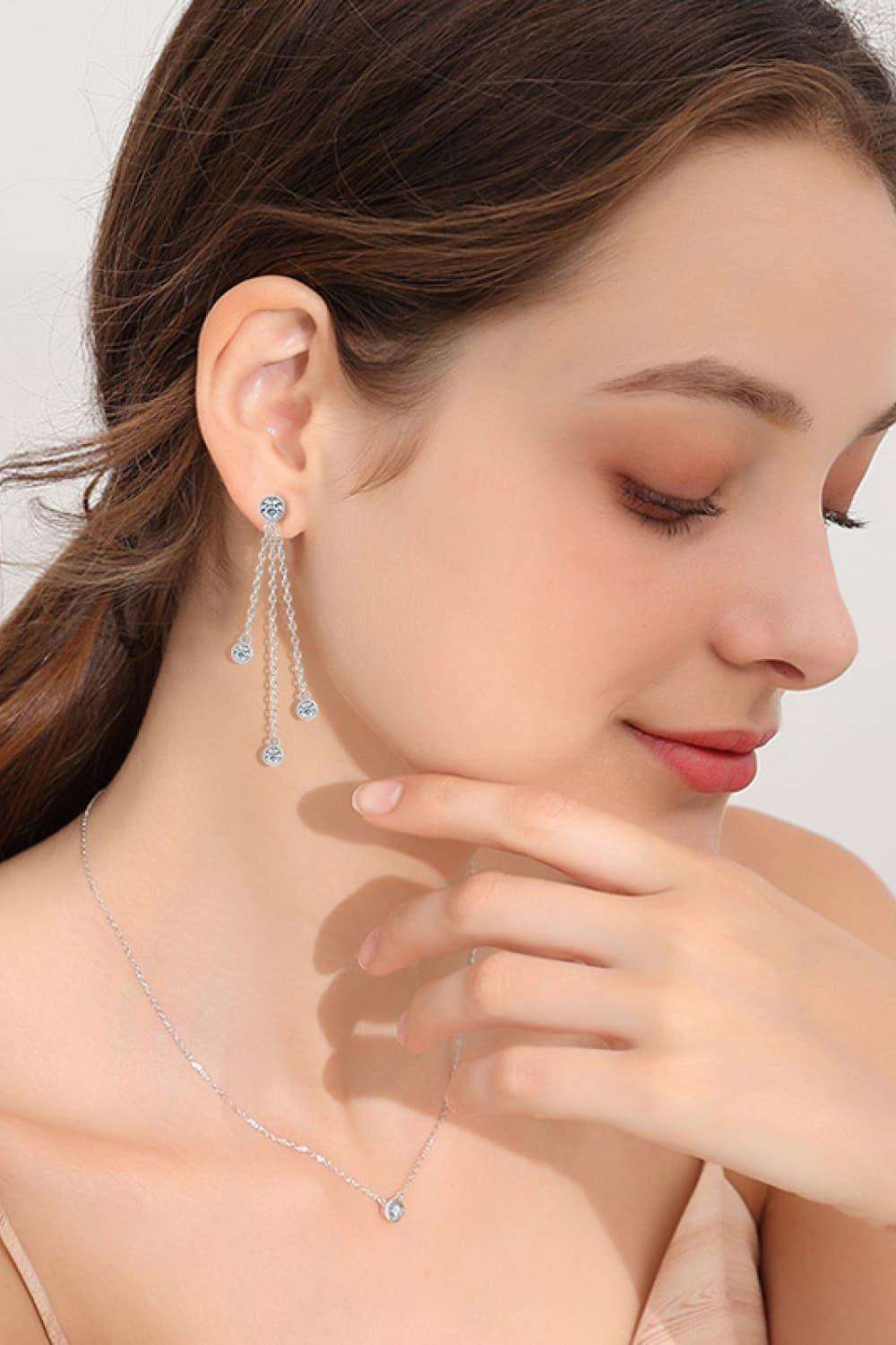 1.2 Carat Moissanite Layered Chain Earrings Carauana Store