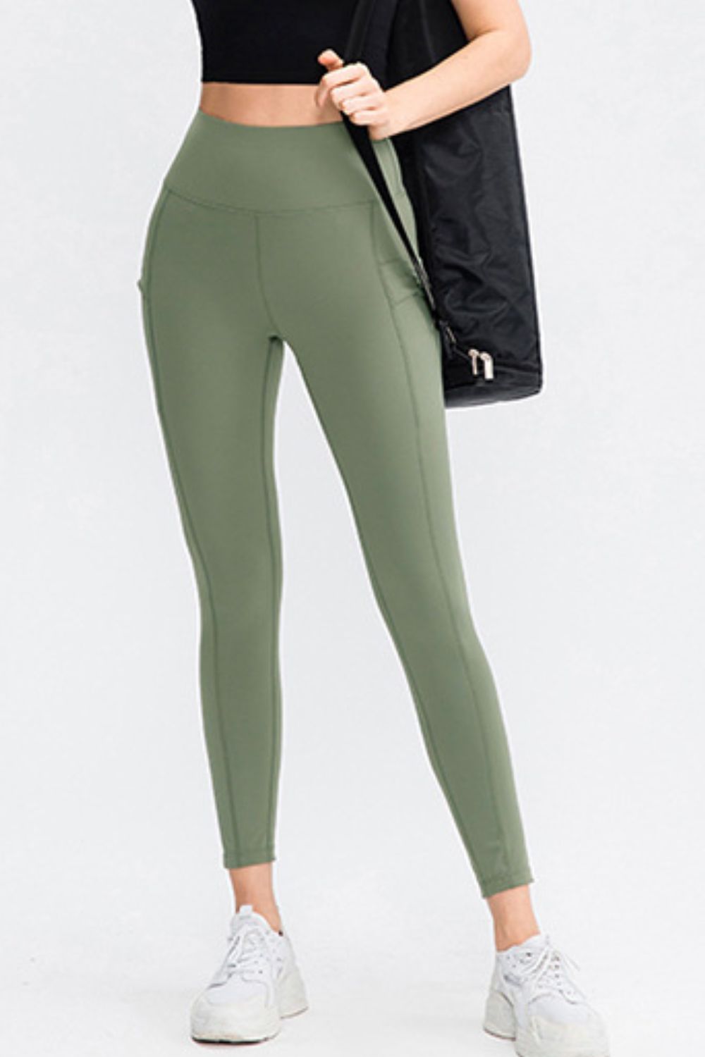 Wide Waistband Slim Fit Long Sports Pants with Pocket Carauana Store