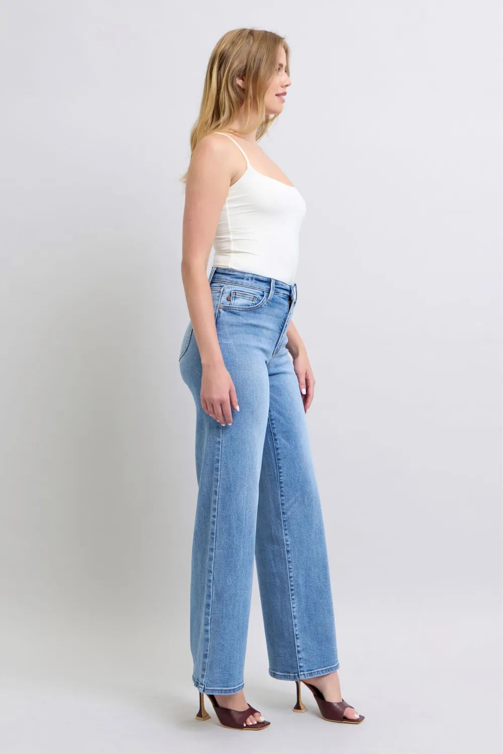 Judy Blue Full Size Wide Leg Jeans with Pockets Carauana Store