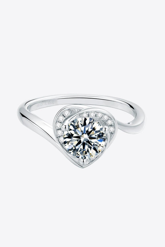1 Carat Moissanite 925 Sterling Silver Heart Ring Carauana Store