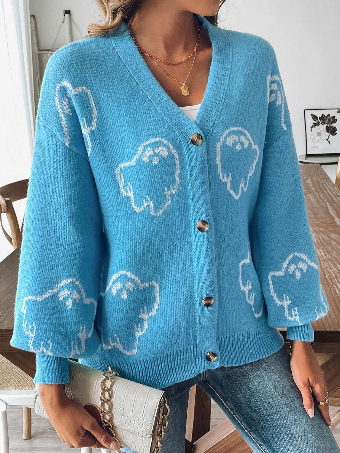 V-Neck Dropped Shoulder Cardigan Carauana Store