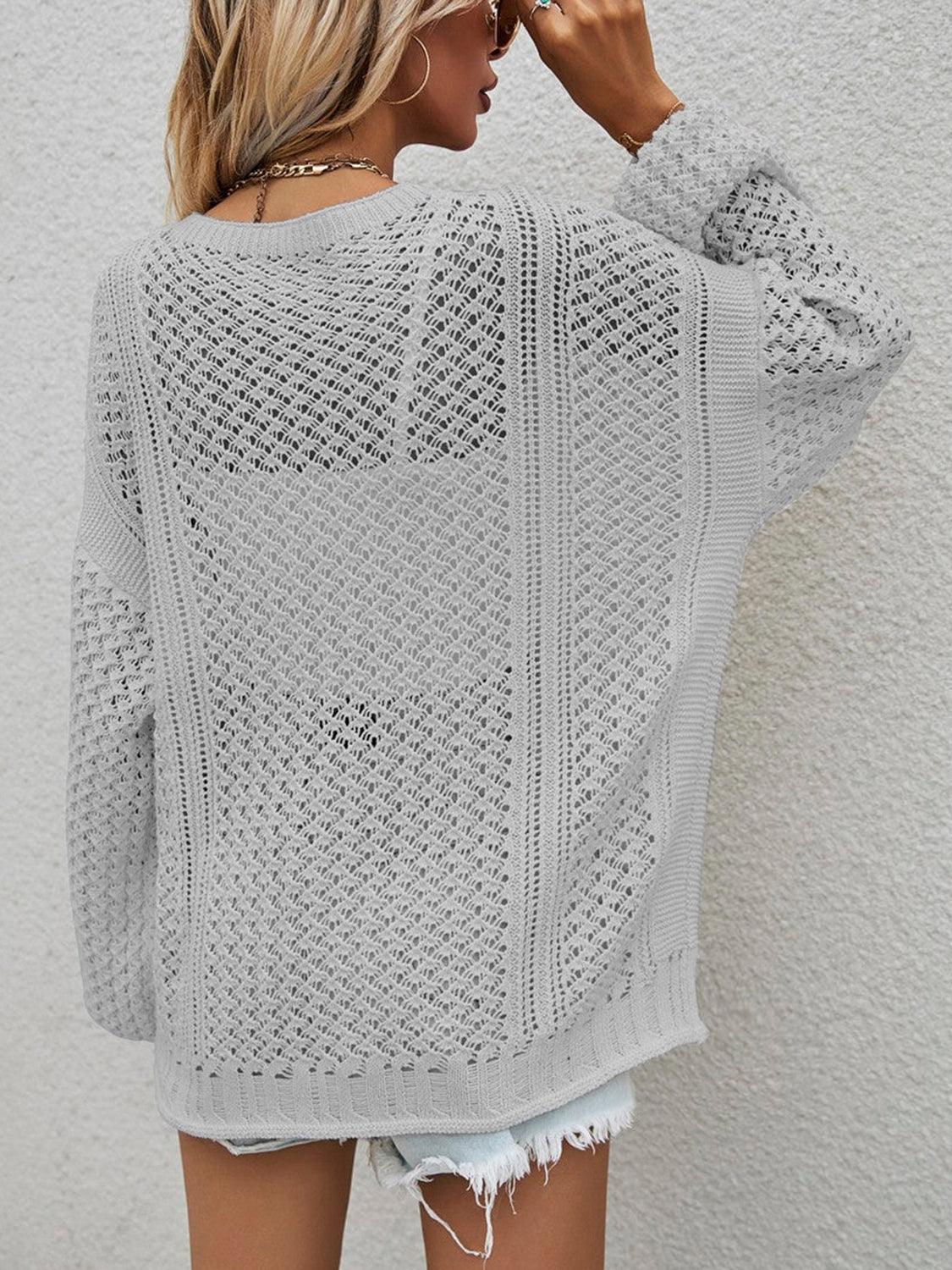 Openwork Button Front Cardigan Carauana Store