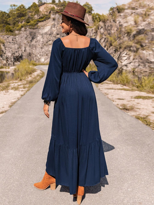 Long Sleeve Lace Trim Maxi Dress Carauana Store