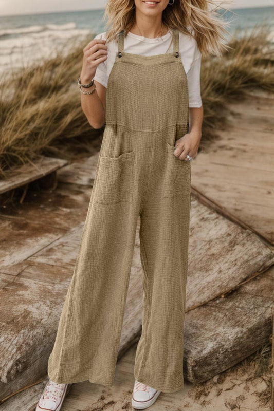 Full Size Wide Leg Front Pocket Jumpsuit Carauana Store