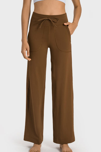 Millennia Drawstring Waist Wide Leg Sports Pants with Pockets Carauana Store
