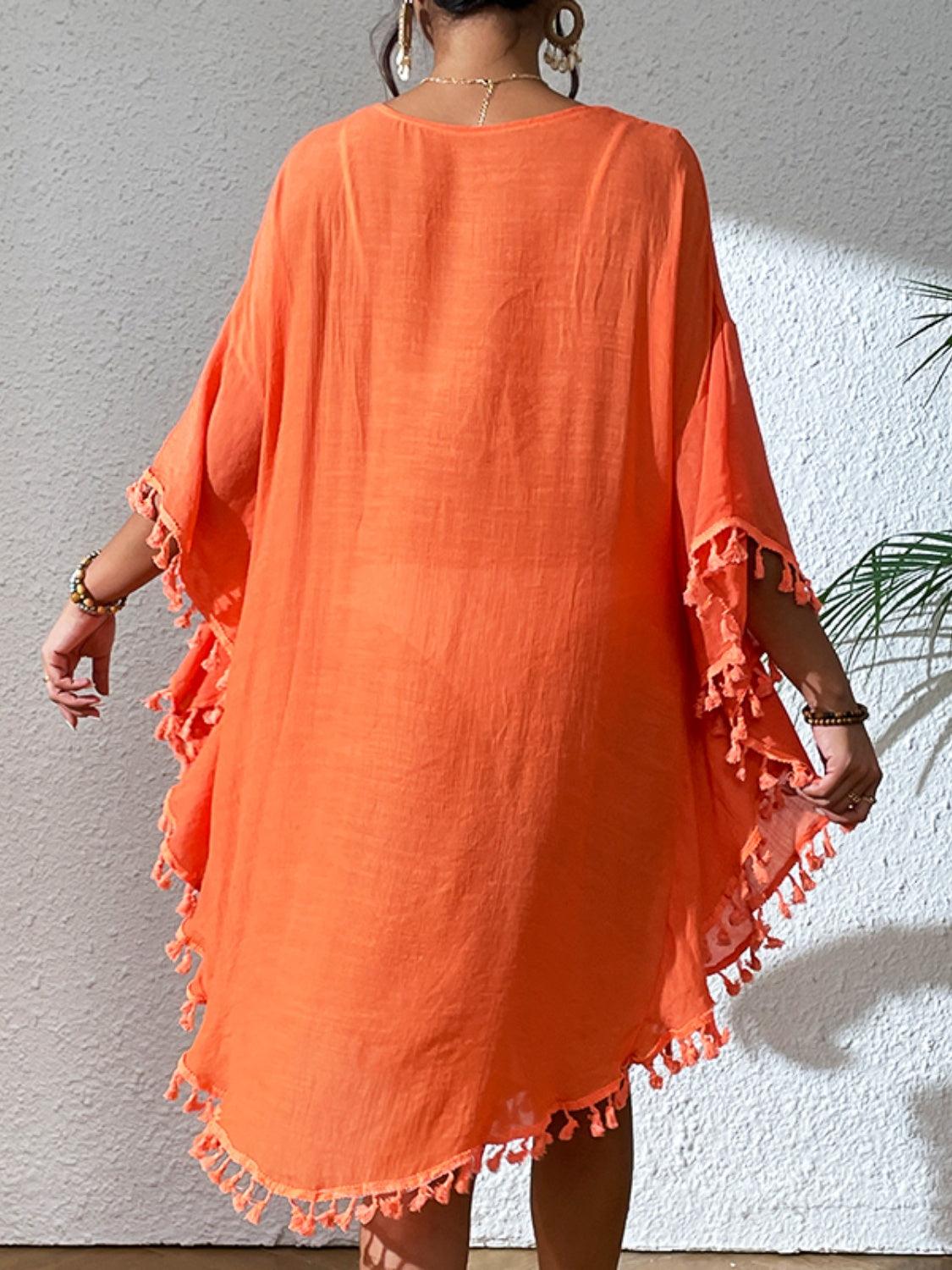 Tassel Cutout Scoop Neck Cover-Up Dress Carauana Store