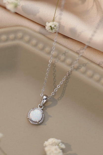 Opal Round Pendant Chain Necklace Carauana Store