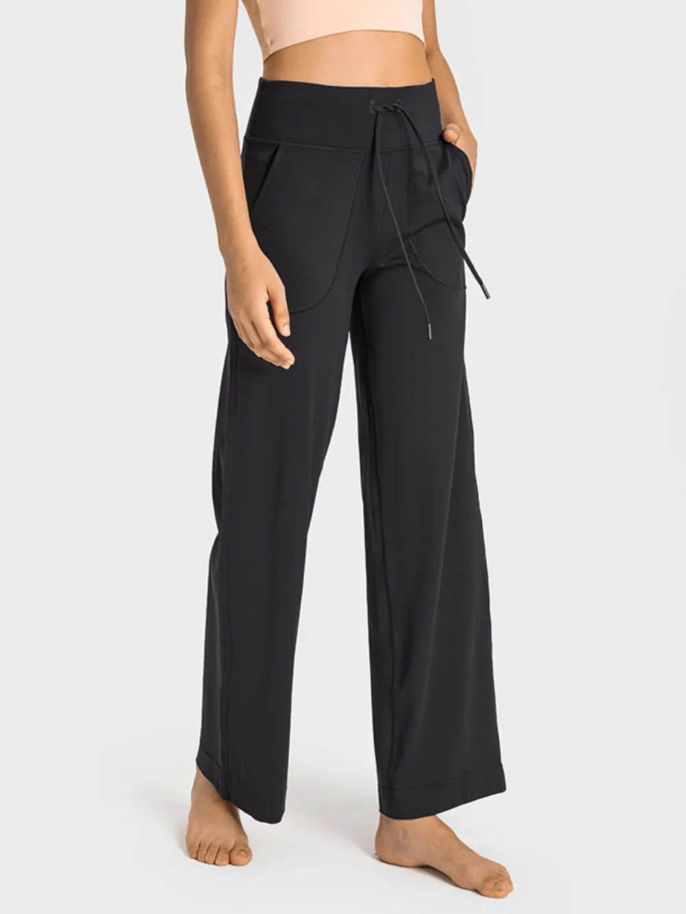 Millennia Drawstring Waist Wide Leg Sports Pants with Pockets Carauana Store