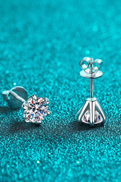 1 Carat Moissanite Rhodium-Plated Stud Earrings Carauana Store
