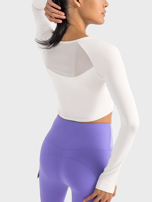 Millennia Square Neck Long Sleeve Cropped Sports Top Carauana Store