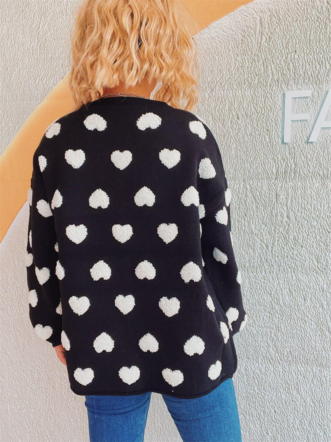 Heart Button Up Long Sleeve Cardigan Carauana Store